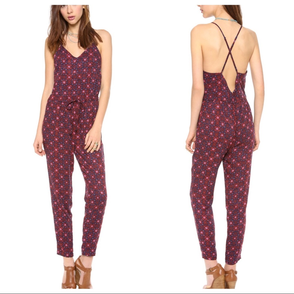 Free People open back print jumpsuit